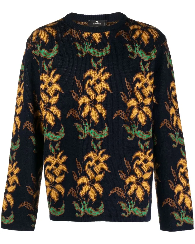 Etro Intarsien-Pullover mit Blumen - Blau Blau