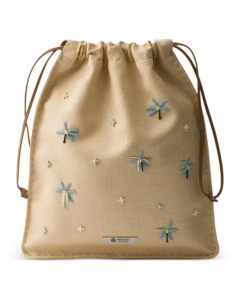 Prada Wish Canvas-Beutel mit Stickerei - Nude Nude