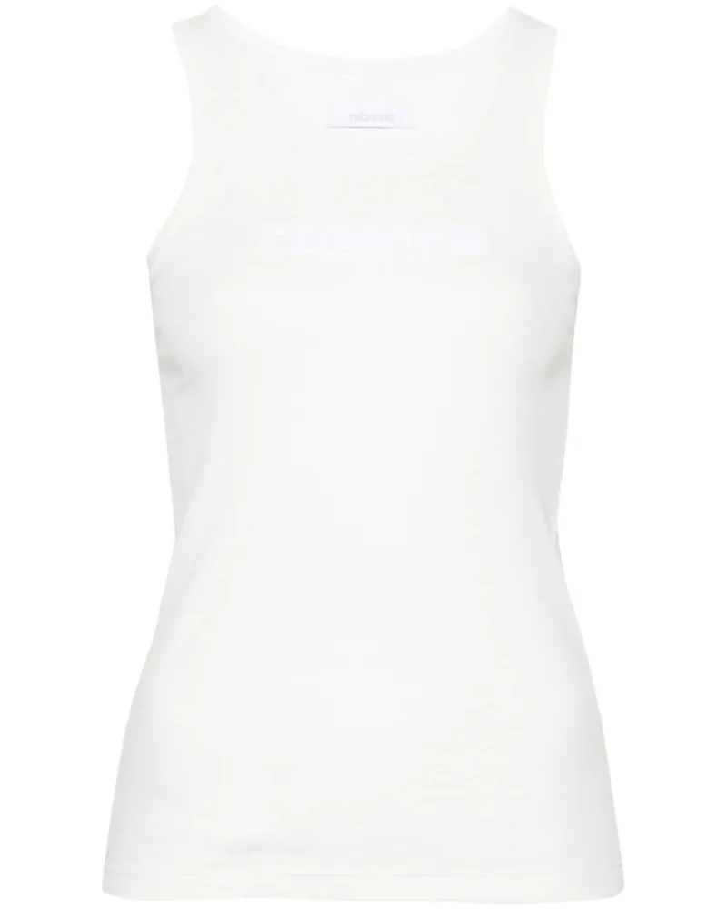 Paco Rabanne Geripptes Trägershirt mit Logo-Patch - Weiß Weiß