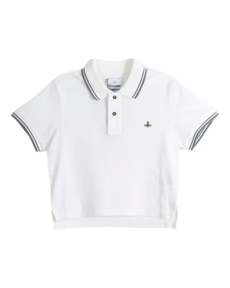 Vivienne Westwood Orb-embroidered cropped polo top - Weiß Weiß