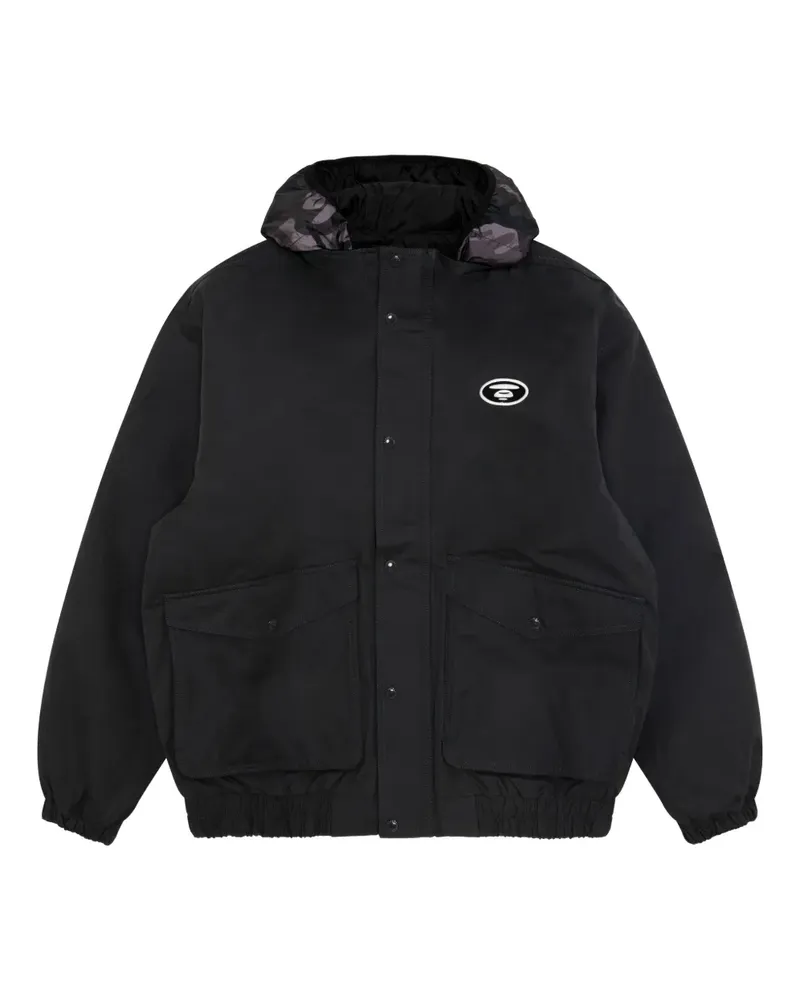 BAPE Kapuzenjacke mit Logo-Patch - Schwarz Schwarz