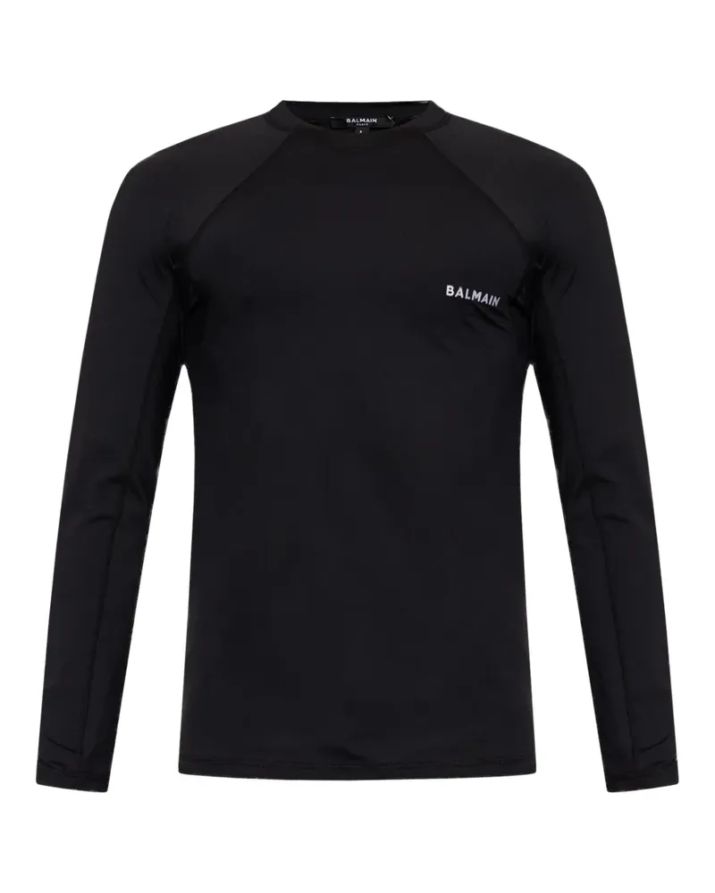 Balmain T-Shirt mit Logo-Stickerei - Schwarz Schwarz