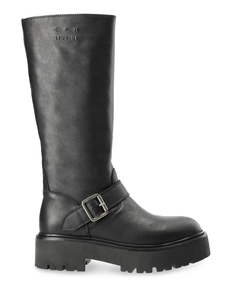 Copenhagen Chunky Biker Stiefel mit Schnallen und dicker Sohle - Schwarz Schwarz