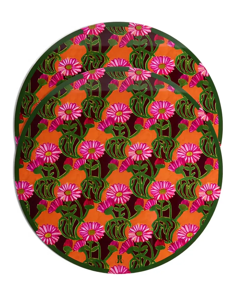 La DoubleJ Tischsets mit Blumenprint (2er-Set) - Orange Orange
