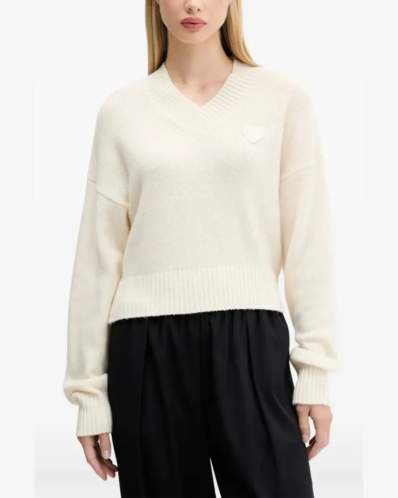 HUGO BOSS Bold Happy Heart Pullover mit V-Ausschnitt - Nude Nude