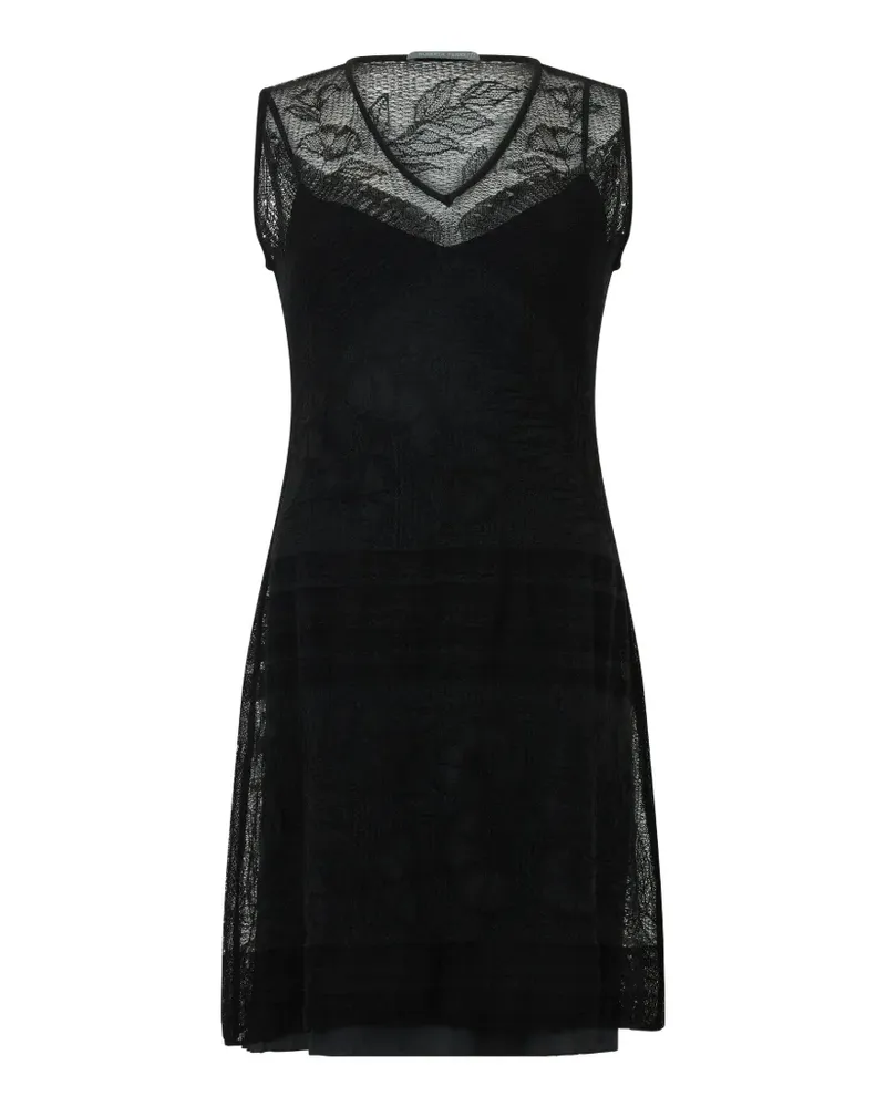 Alberta Ferretti lace-panel sleeveless mini dress - Schwarz Schwarz
