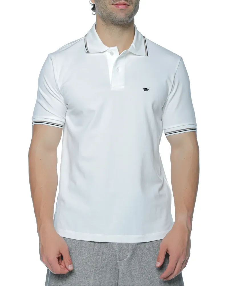 Emporio Armani logo-patch tipped polo shirt - Weiß Weiß