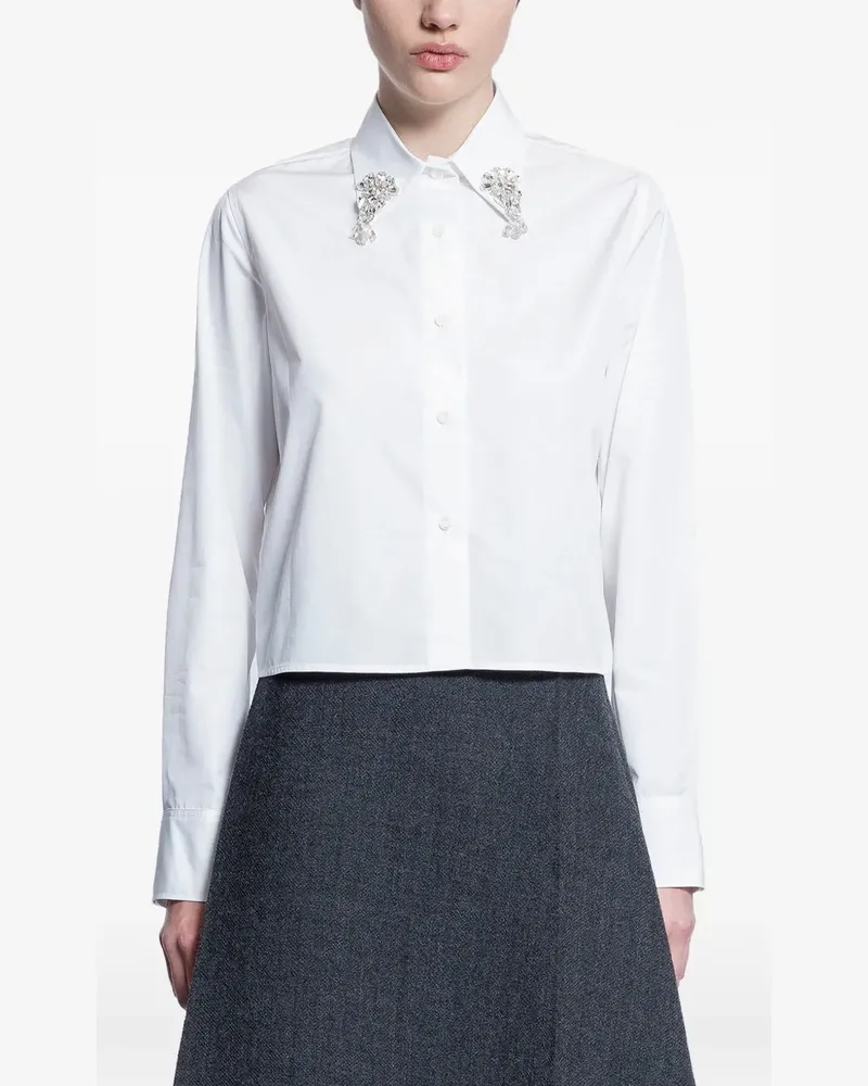 Prada crystal-embellished poplin shirt - Weiß Weiß