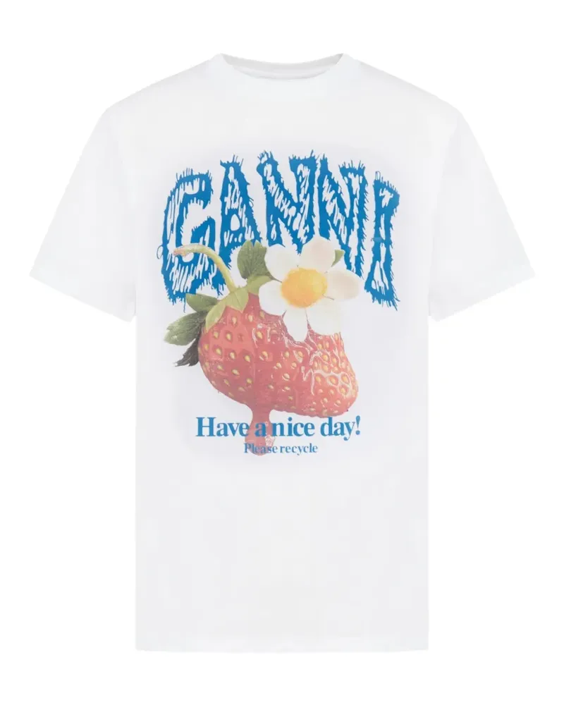 Ganni strawberry-print T-shirt - Weiß Weiß
