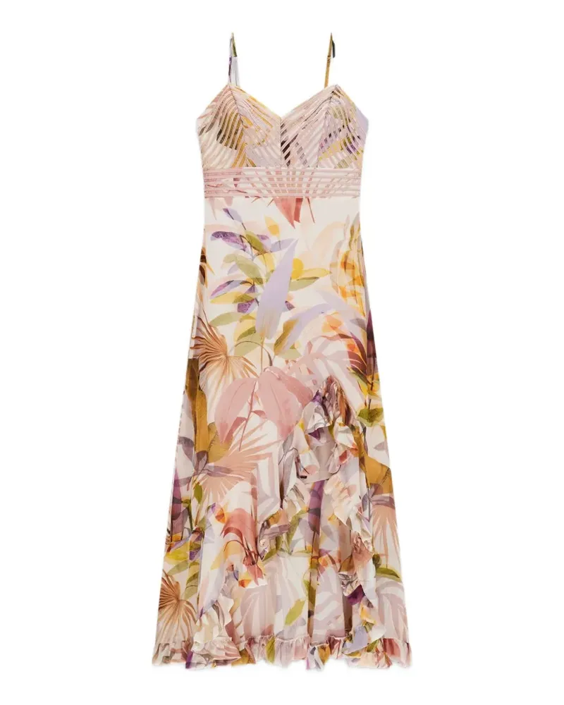 Guess Langes Volantkleid - Nude Nude