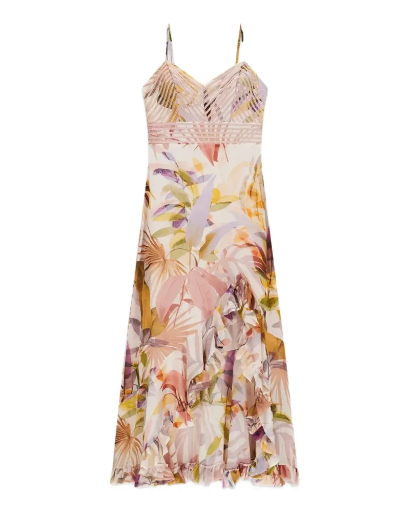Guess Langes Volantkleid - Nude Nude