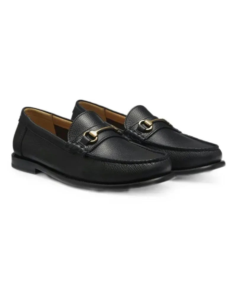 HUGO BOSS bit-detail grained-leather boat shoes - Schwarz Schwarz