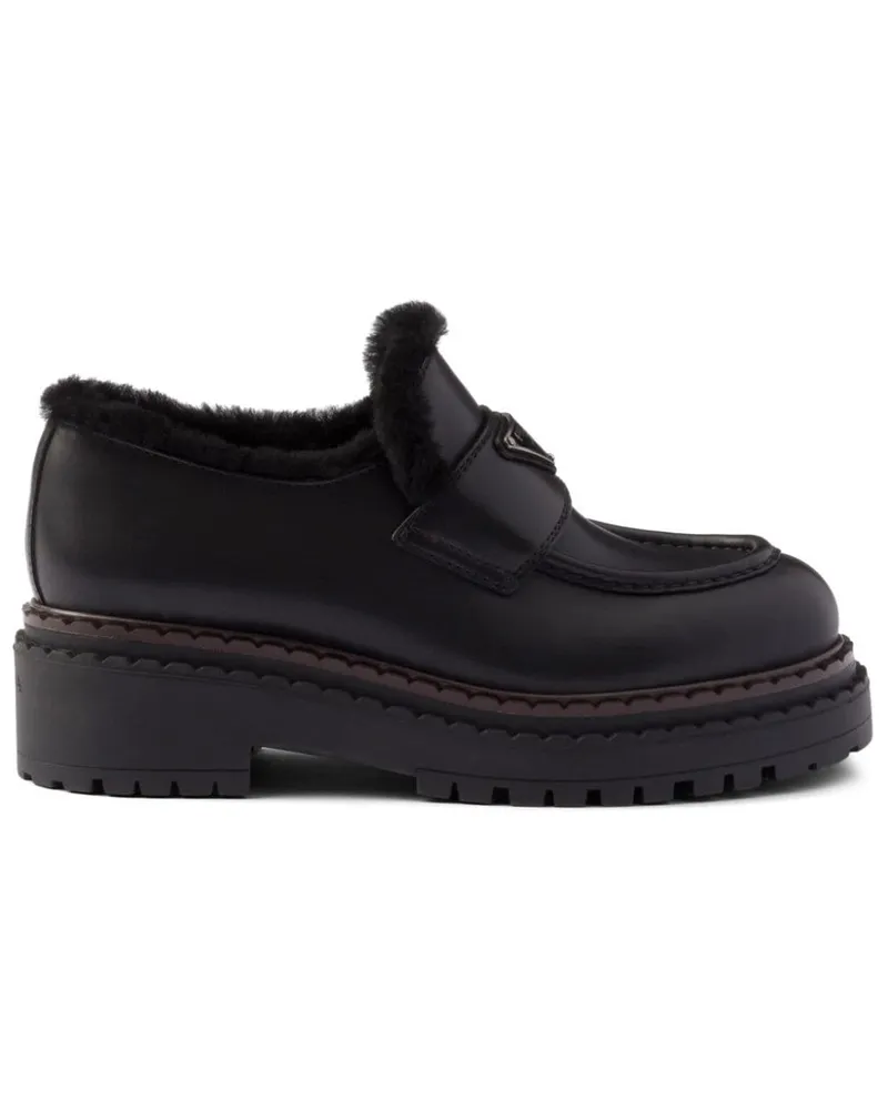 Prada Loafer mit Shearling-Futter - Schwarz Schwarz