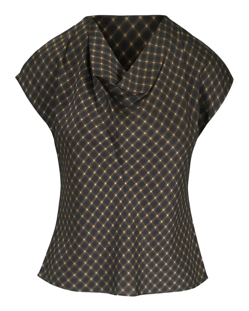 Vince check-pattern cowl-neck blouse - Schwarz Schwarz
