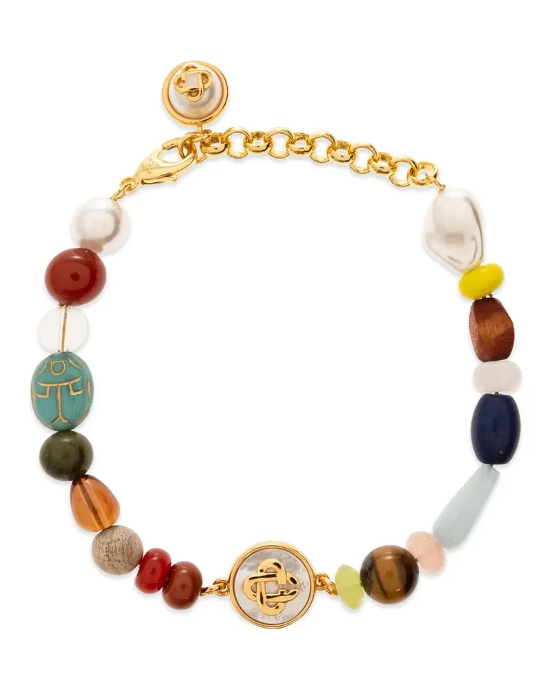 Casablanca Paris Perlenarmband mit Logo-Schild - Gold Gold