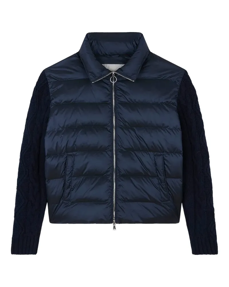 Paul & Shark Shiny hybrid down cable-knit jacket - Blau Blau