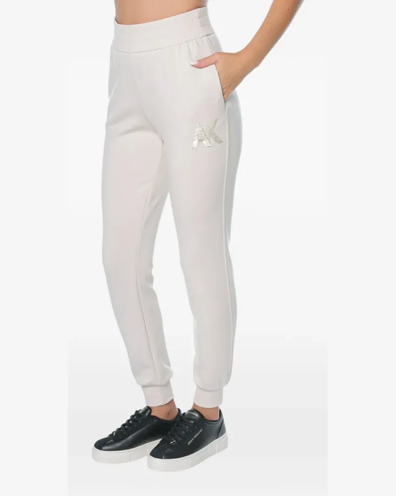 Armani Exchange sequin-logo track pants - Nude Nude