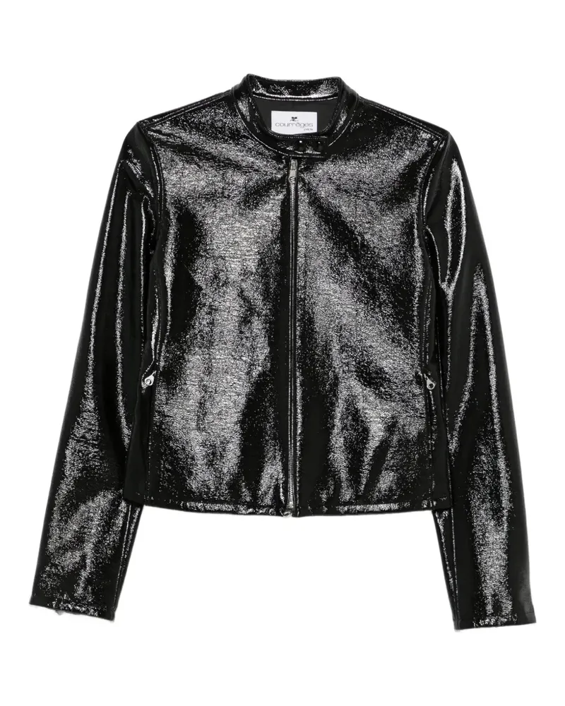 Courrèges Stehkragen-Jacke mit Vinyl-Effekt - Schwarz Schwarz