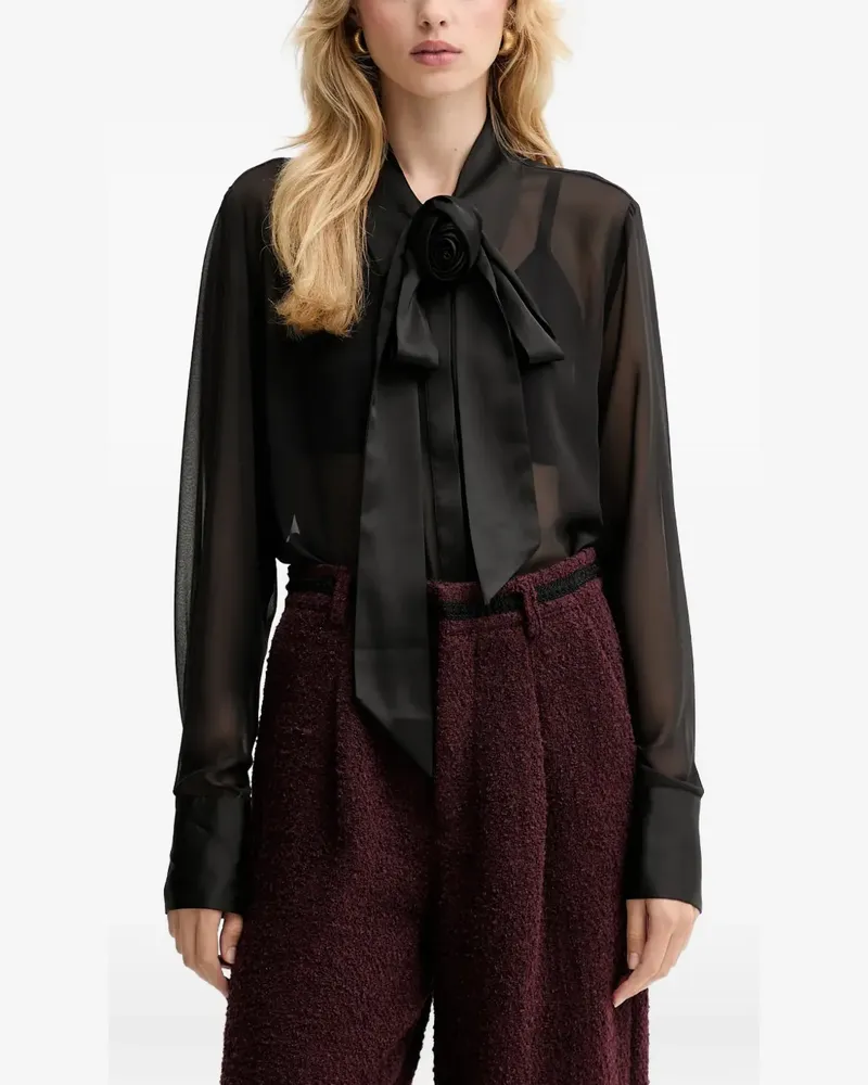 Gestuz GZlynne bow sheer blouse - Schwarz Schwarz