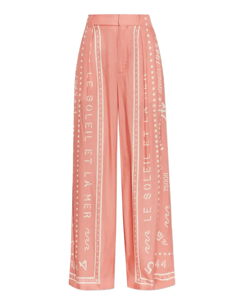 Balmain slogan-print palazzo pants - Rosa Rosa