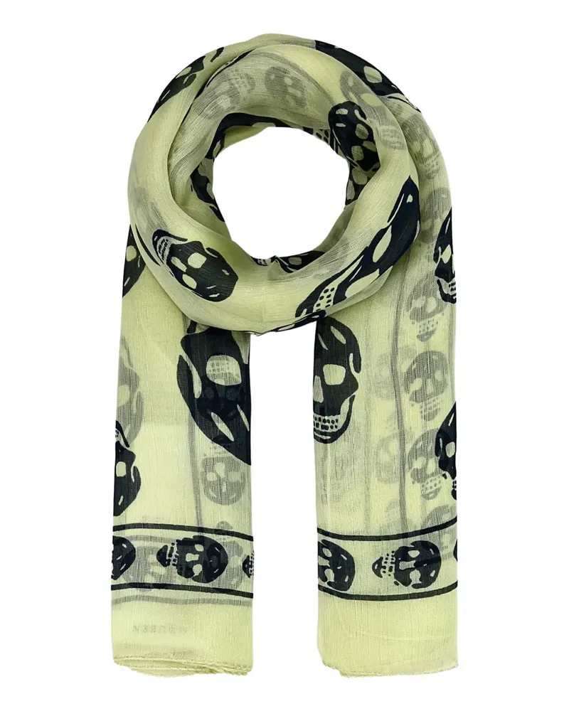 Alexander McQueen Seidenschal mit Totenkopf-Print - Grün Grün