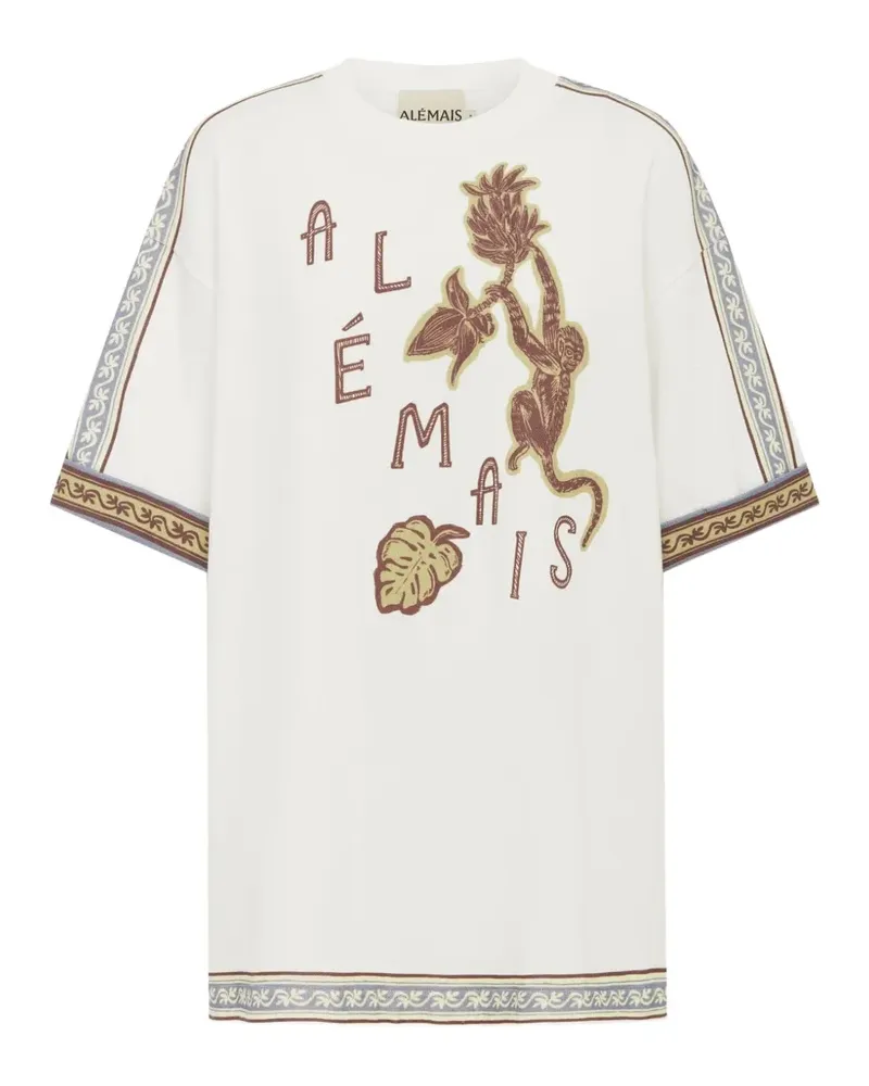 ALEMAIS T-Shirt mit Affen-Print - Weiß Weiß