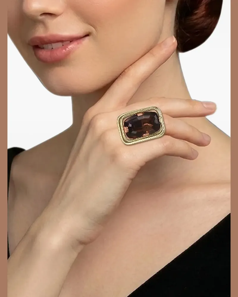 KONPLOTT To The Max cushion-cut crystal ring - Braun Braun