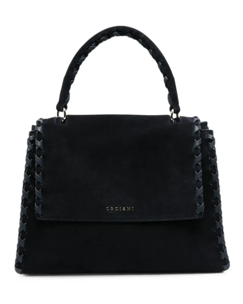 Orciani braided-trim suede tote bag - Blau Blau