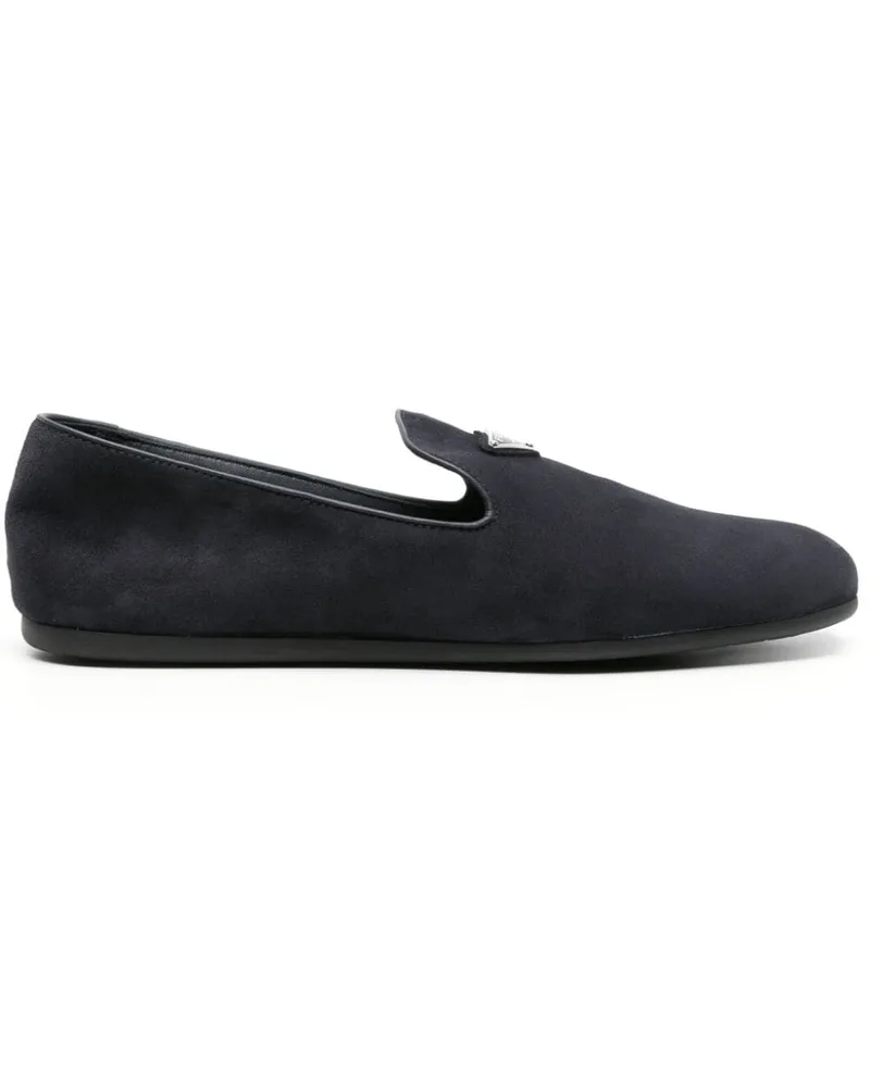 Prada Loafer aus Wildleder mit Logo - Blau Blau