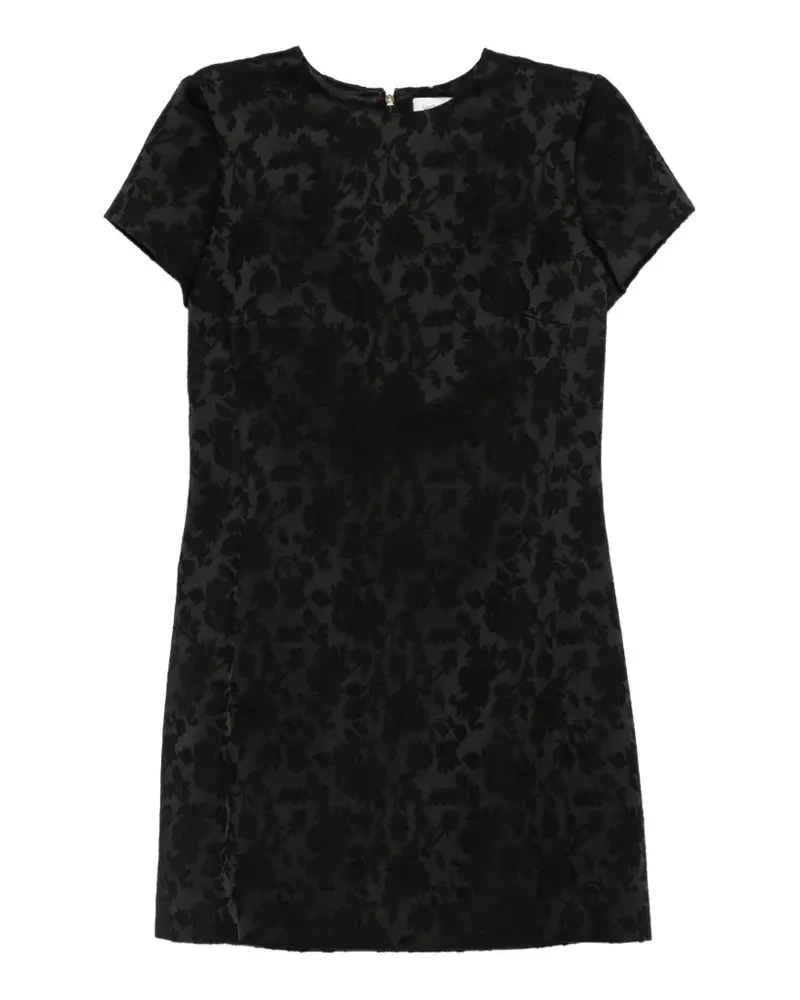 Saint Laurent Blumiges Jacquard-Kleid - Schwarz Schwarz