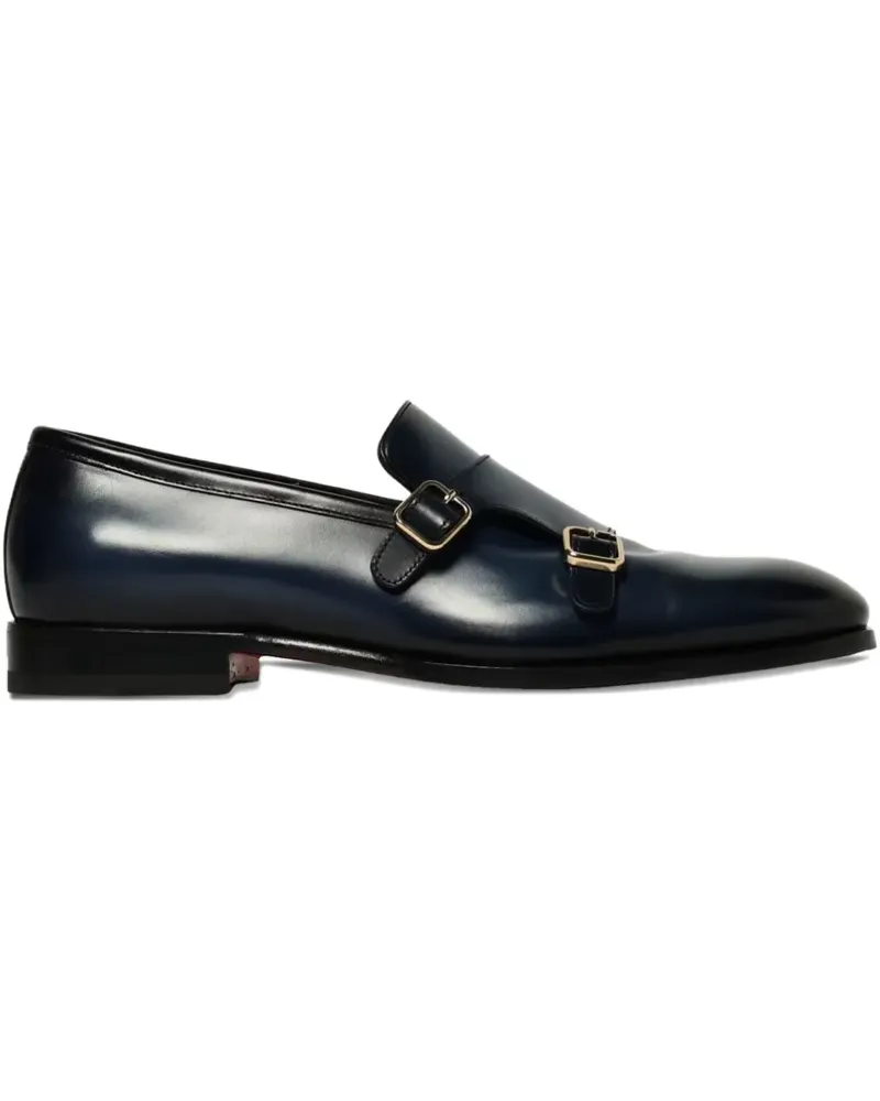 Santoni buckle-detail leather loafers - Blau Blau