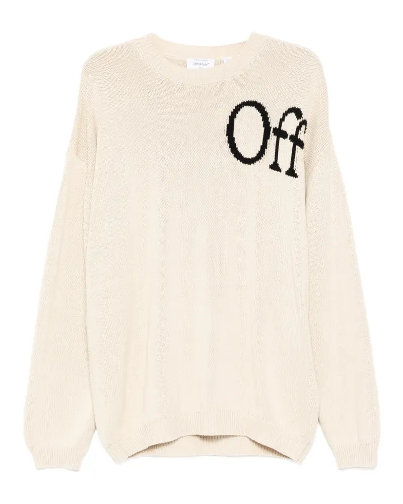 OFF-WHITE logo-print round neck jumper - Nude Nude