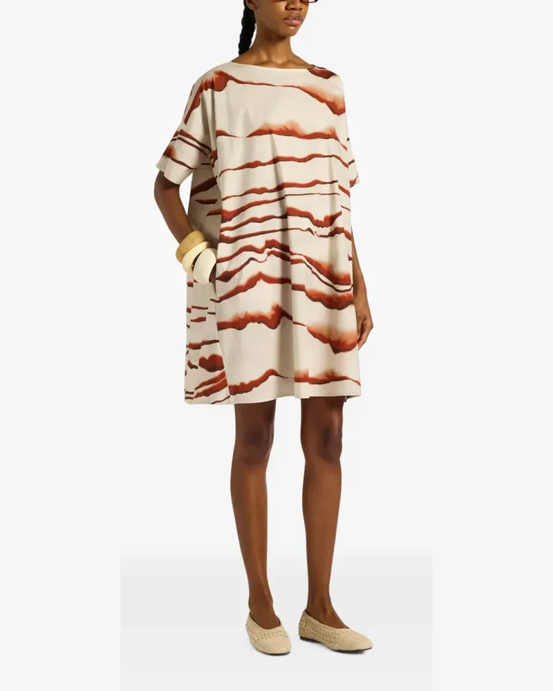 Liviana Conti Giovanna abstract-print short-sleeve dress - Nude Nude