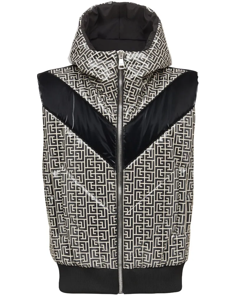 Balmain Gefütterte Weste mit Monogramm-Print - Schwarz Schwarz
