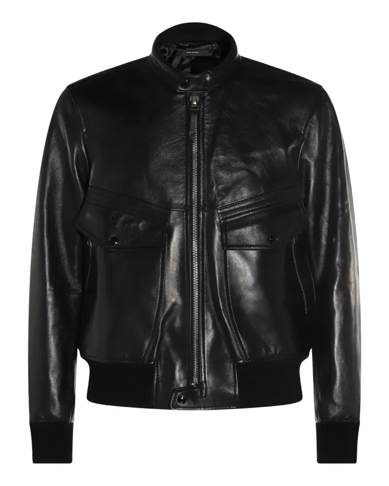 Tom Ford Lederjacke mit Reißverschluss - Schwarz Schwarz