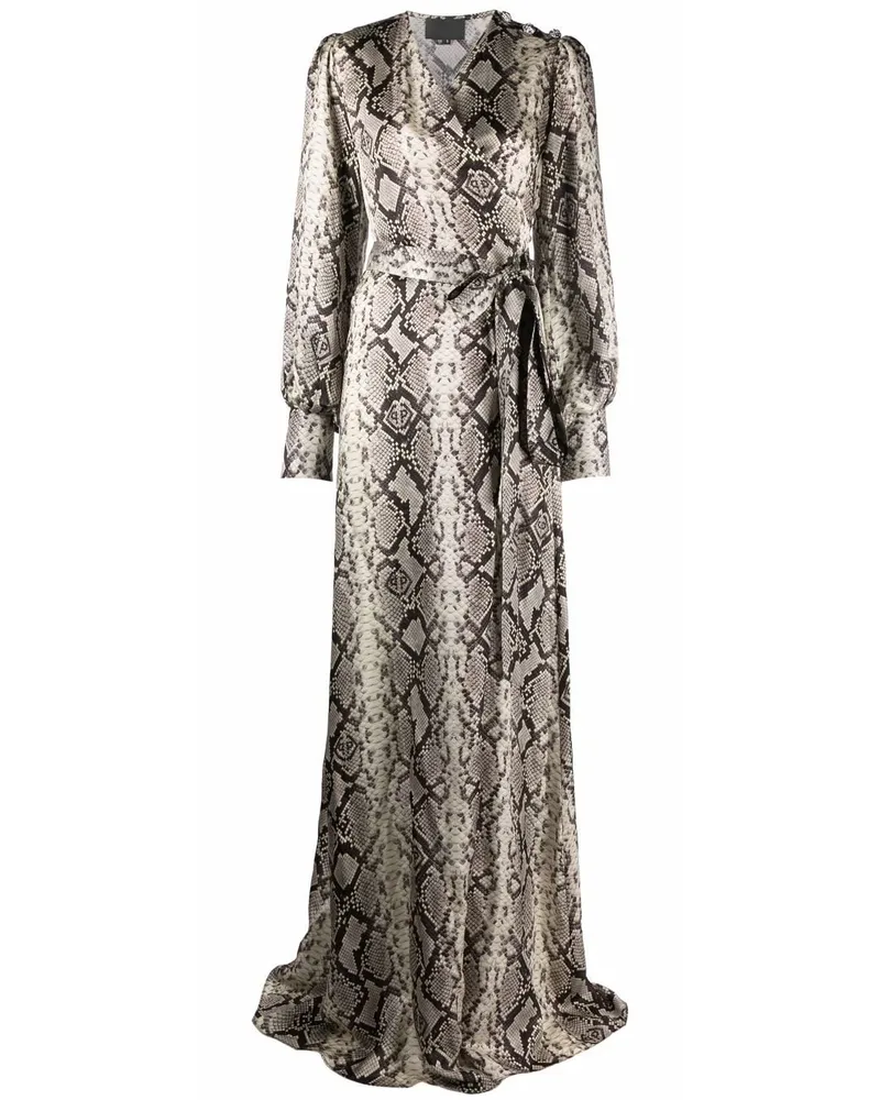 Philipp Plein Seidenkleid mit Pythonleder-Print - Nude Nude