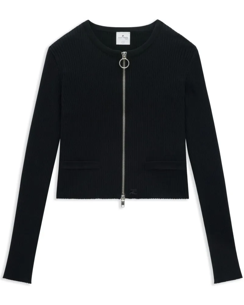 Courrèges Gerippter Heritage Cardigan - Schwarz Schwarz