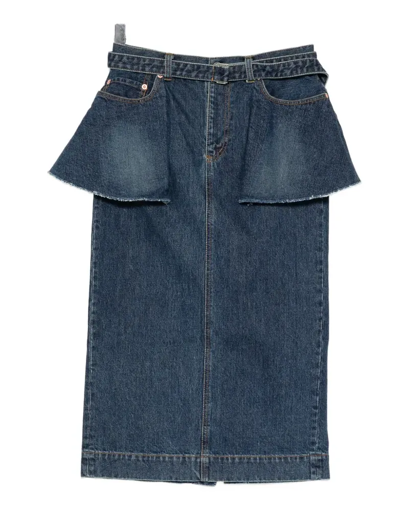 Sacai Jeansrock mit Schößchen - Blau Blau
