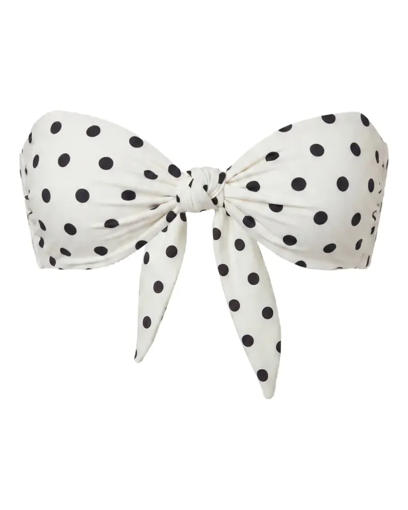 NICHOLAS Naia knot bikini top - ivory black polka-dot - Nude Nude