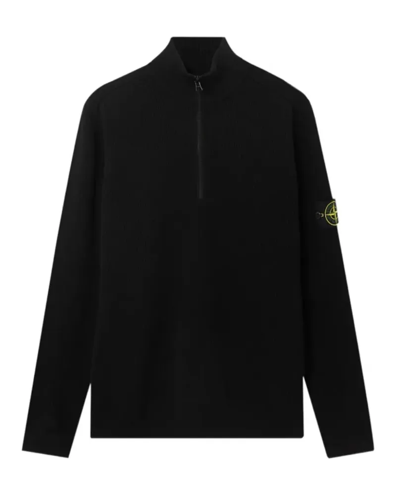 Stone Island Gerippter Pullover mit Kompass - Schwarz Schwarz