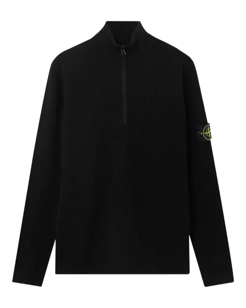 Stone Island Compass-motif ribbed sweater - Schwarz Schwarz