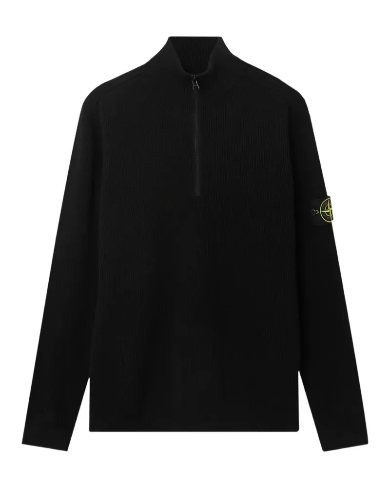Stone Island Gerippter Pullover mit Kompass - Schwarz Schwarz