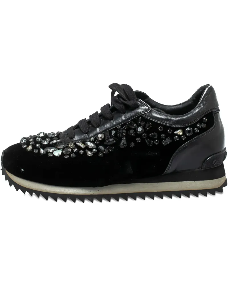 Le Silla Pre-owned Sneakers mit Kristallen aus Samt - Schwarz Schwarz
