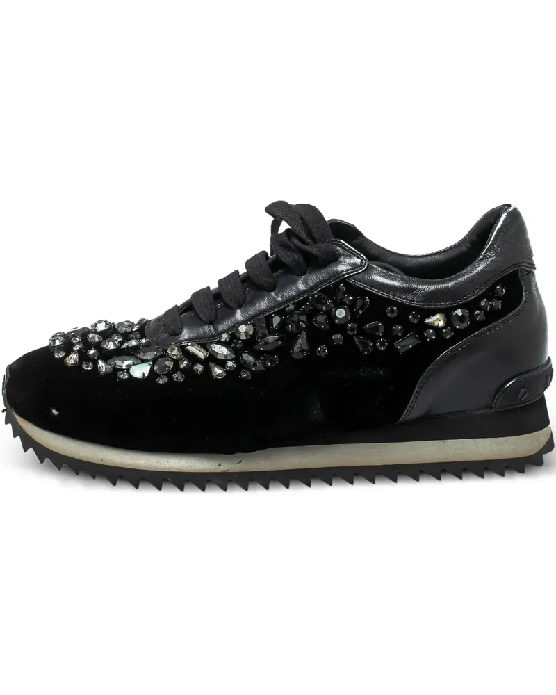 Le Silla Pre-owned Sneakers mit Kristallen aus Samt - Schwarz Schwarz