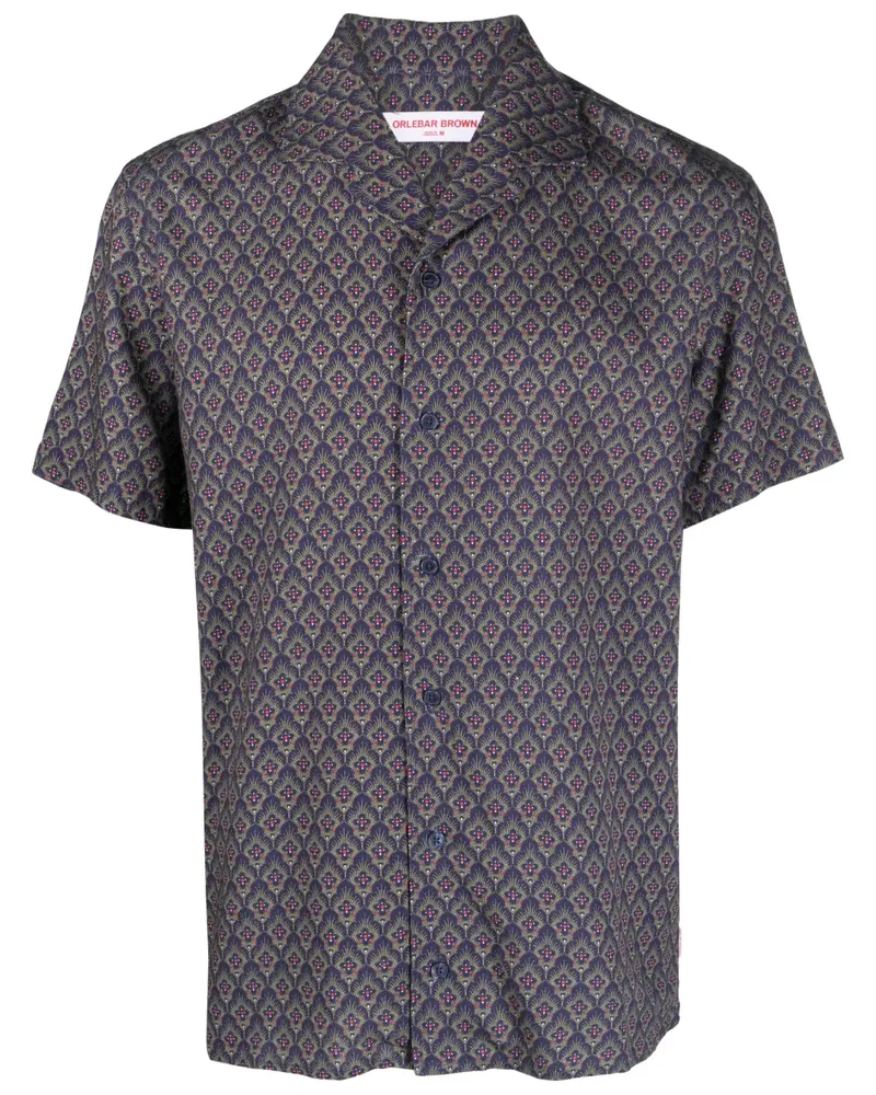 Orlebar Brown Hemd mit grafischem Print - Blau Blau