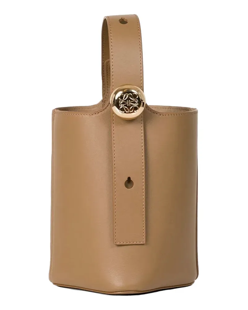 Loewe mini Pebble leather bucket bag - Braun Braun