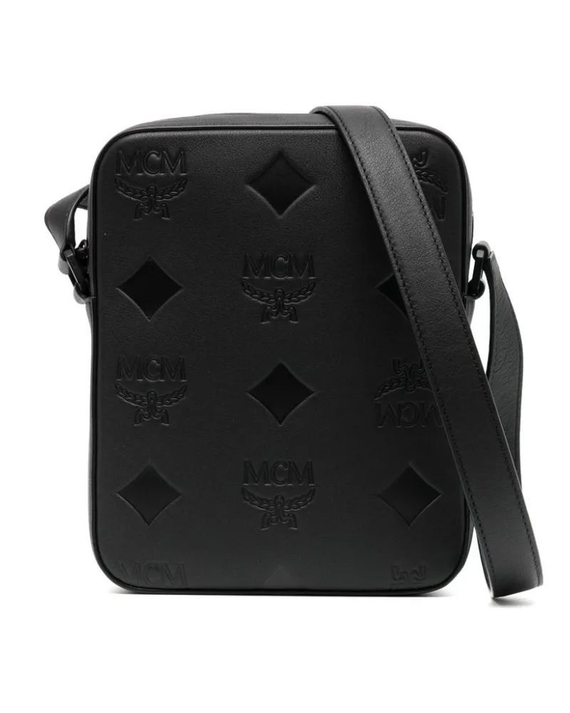 MCM Mini Klassic Umhängetasche mit Monogramm - Schwarz Schwarz