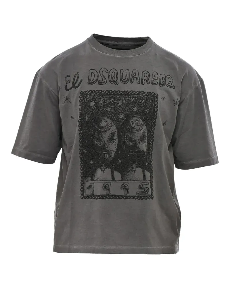 Dsquared2 Weites T-Shirt mit Print - Grau Grau