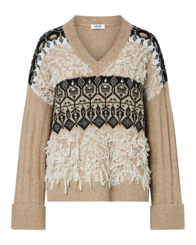 Liu Jo knit jacquard with jewel embroidery - Nude Nude