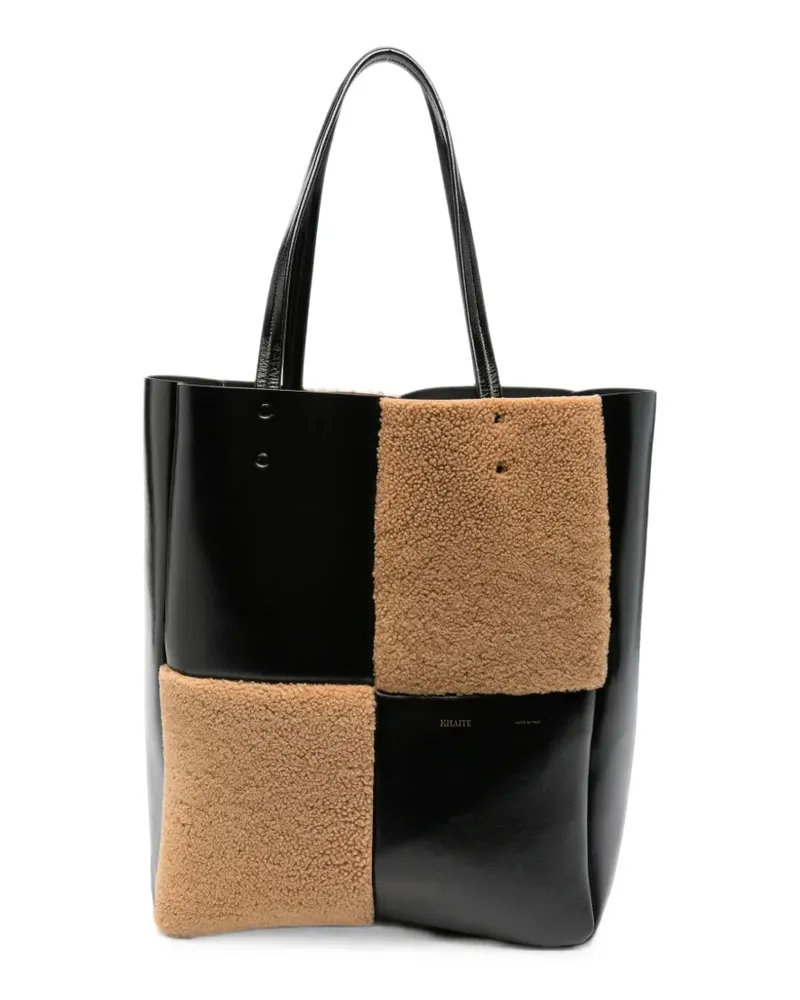 KHAITE patchwork shearling-panel tote bag - Schwarz Schwarz